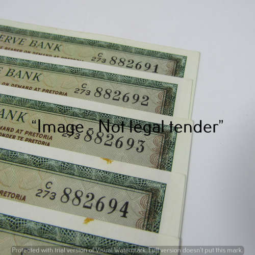 TW de Jongh 3rd Issue - Lot of 7 banknotes R10 with consecutive numbers - some spots