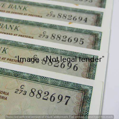 TW de Jongh 3rd Issue - Lot of 7 banknotes R10 with consecutive numbers - some spots