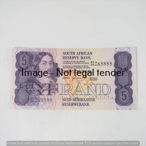 GPC de Kock 2nd Issue R5 bank note - uncirculated with nice number 068888