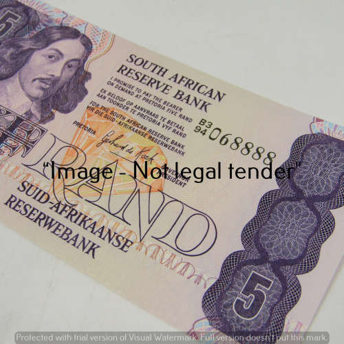 GPC de Kock 2nd Issue R5 bank note - uncirculated with nice number 068888