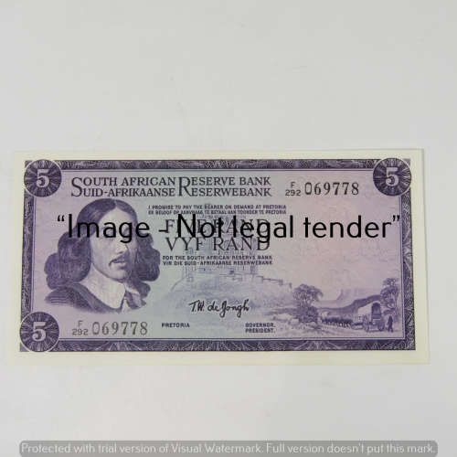 TW de Jongh 3rd Issue R5 bank notes 2 consecutive numbers - uncirculated