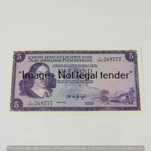 TW de Jongh 3rd Issue R5 bank notes 2 consecutive numbers - uncirculated