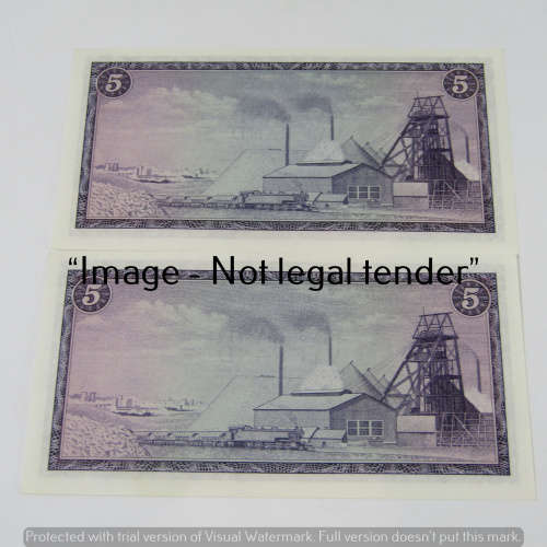 TW de Jongh 3rd Issue R5 bank notes 2 consecutive numbers - uncirculated