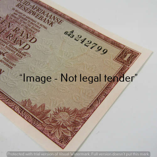 TW de Jongh 1st Issue R1 bank notes - springbok watermark - uncirculated