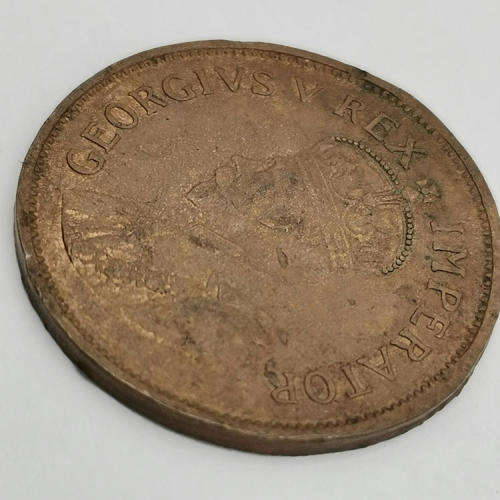 South Africa 1935 half penny XF+ with some nicks - all jewels on crown visible