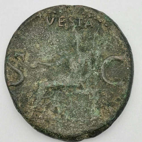 Ancient Roman Galigula coin ( 37 to 38 Ad ) VESTA reverse - very rare