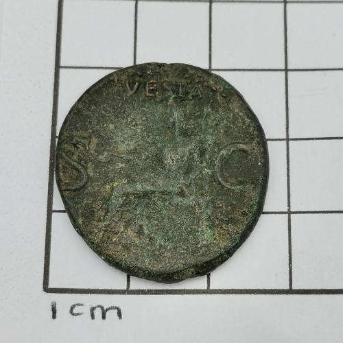 Ancient Roman Galigula coin ( 37 to 38 Ad ) VESTA reverse - very rare
