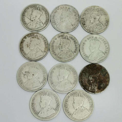 Lot of 11 South Africa George V One Shillings