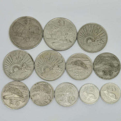 Lot of 12 old Zimbabwe coins - all different