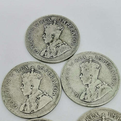 Lot of 5 Union of South Africa Two and a Half Shillings - Half Crown  1923,1924,1925,1927,1928