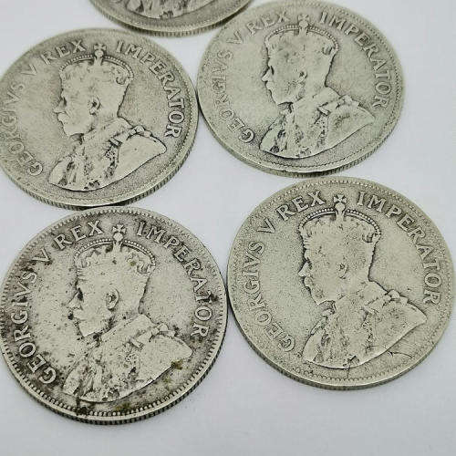 Lot of 5 Union of South Africa Two and a Half Shillings - Half Crown  1923,1924,1925,1927,1928