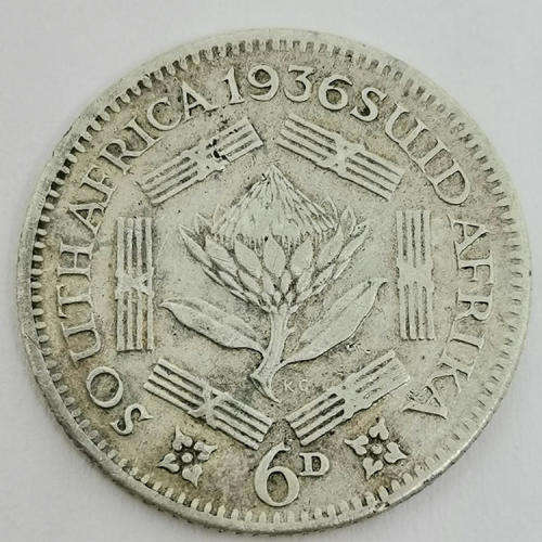 South Africa 1936 sixpence VF
