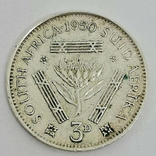 South Africa 1950 Three pence tickey AU
