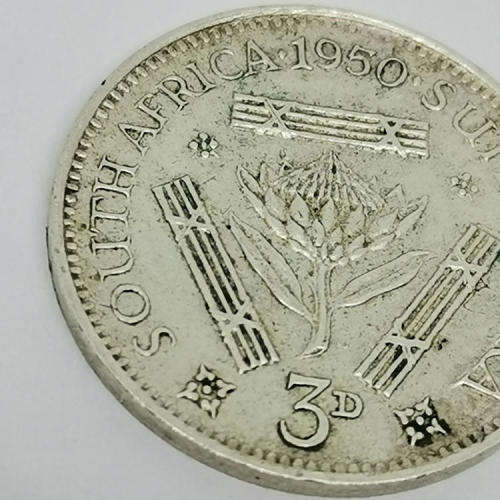 South Africa 1950 Three pence tickey AU