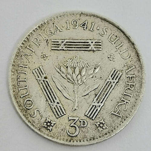 South Africa 1941 Three pence tickey EF+