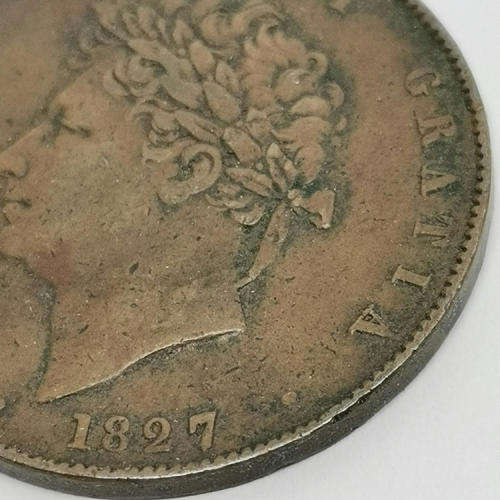 Great Britain 1827 George 3 half penny VF  - better condition coin