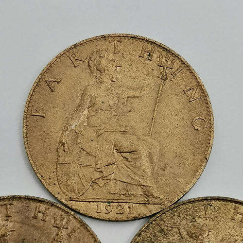 Great Britain 1919 and 1920 and 1921 farthings - all AU+