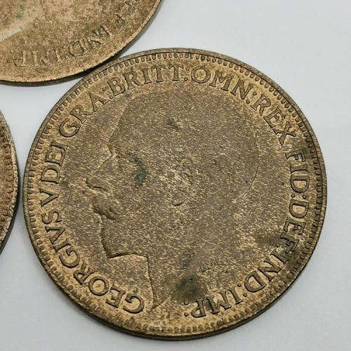Great Britain 1919 and 1920 and 1921 farthings - all AU+