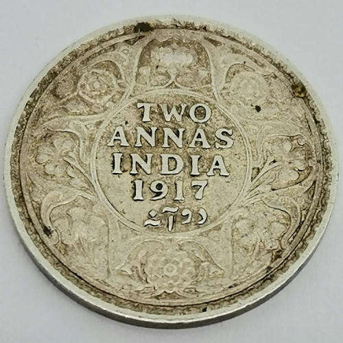 India 1917 Silver 2 Annas