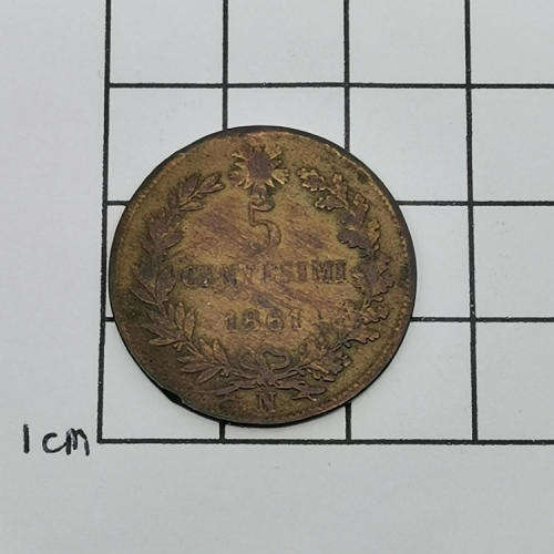 Italy 1861 Copper 5 centesimi
