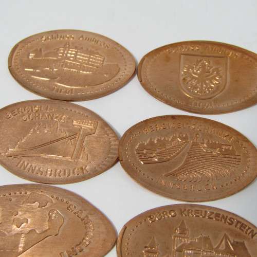 Lot of 15 elongated coins with different designs