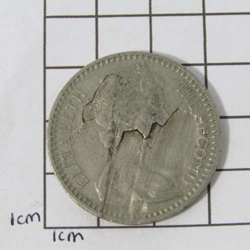 Rhodesia 1964 Error coin - major flaw obverse