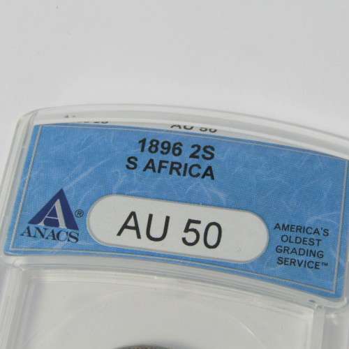 1896 ZAR Two Shilling graded AU50 by ANACS