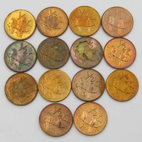 Full set South Africa half cents 1970 to 1983 - 14 coins