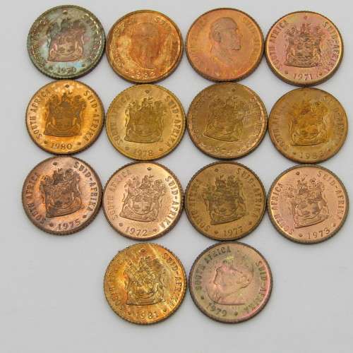 Full set South Africa half cents 1970 to 1983 - 14 coins
