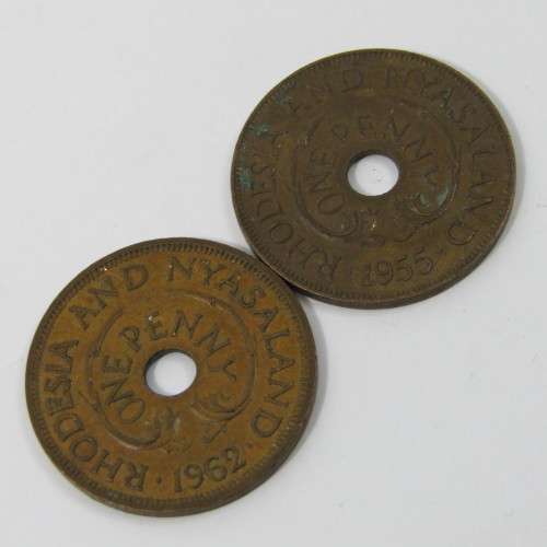 Lot of 11 different year Rhodesia & Nyasaland half pennies & pennies