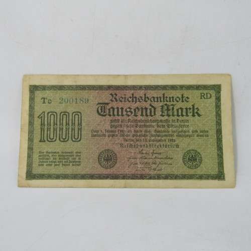 Lot of 4 different types of 1000 Mark Reichs bank notes - different colors