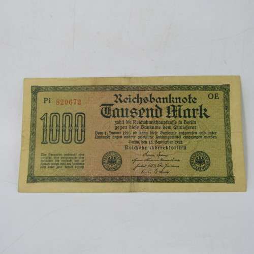 Lot of 4 different types of 1000 Mark Reichs bank notes - different colors