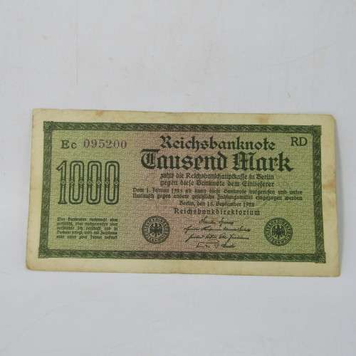 Lot of 4 different types of 1000 Mark Reichs bank notes - different colors