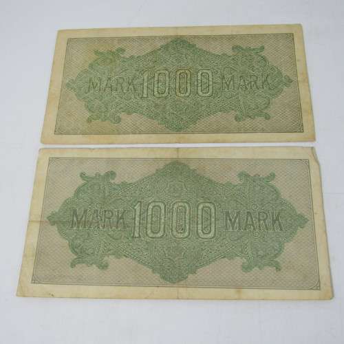 Lot of 4 different types of 1000 Mark Reichs bank notes - different colors