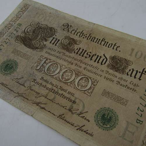 Germany Reichs bank note 1000 Mark - RADAR note no. 7277727