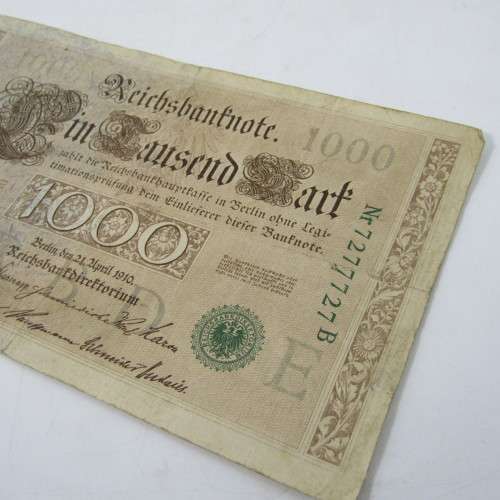 Germany Reichs bank note 1000 Mark - RADAR note no. 7277727