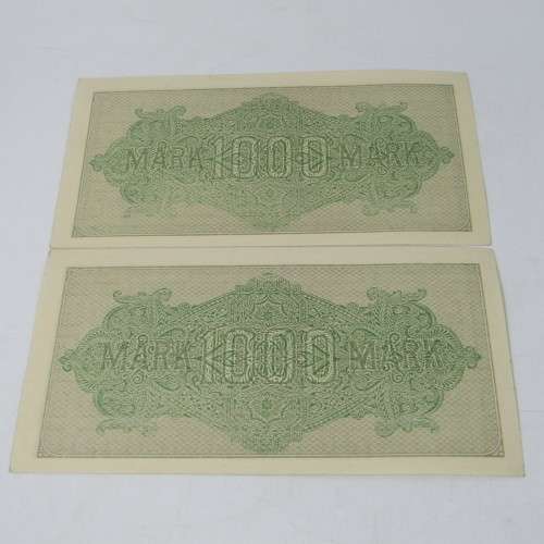 Pair of German Reich bank notes with consecutive numbers & 100 years old
