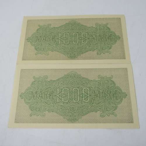 Lot of 4 German Reichs bank notes - 1000 Mark issued 1922 with consecutive numbers