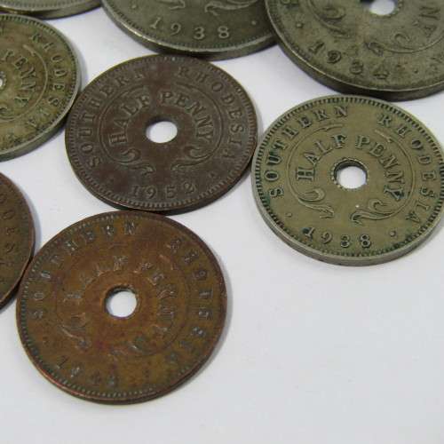 Lot of 14 Southern Rhodesia half pennies & pennies