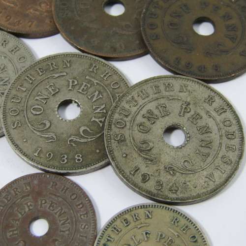 Lot of 14 Southern Rhodesia half pennies & pennies