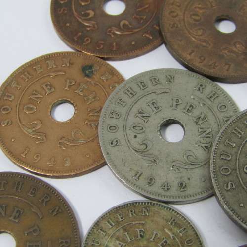 Lot of 14 Southern Rhodesia half pennies & pennies