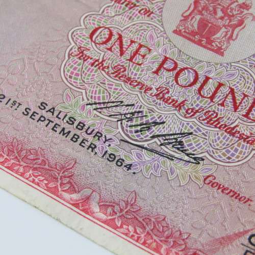 Rhodesia one pound banknote 21st September 1964 - Very Fine - with folds and creases