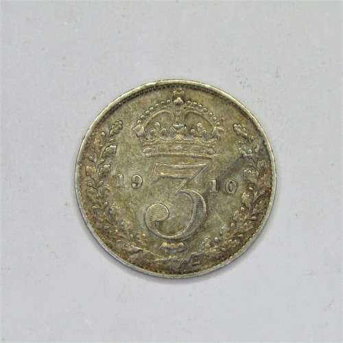 Great Britain 1910 Three pence AU toned