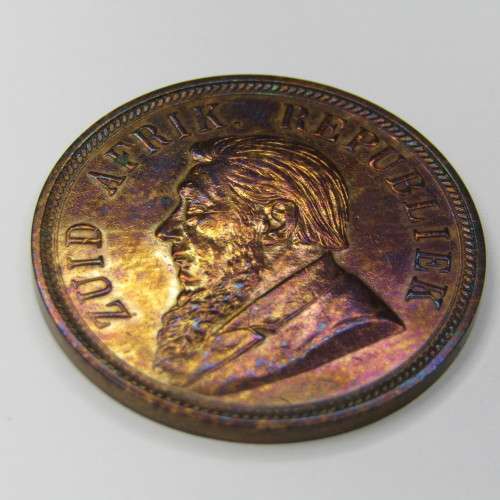 ZAR Paul Kruger 1898 penny UNC with beautiful toning