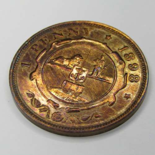 ZAR Paul Kruger 1898 penny UNC with beautiful toning