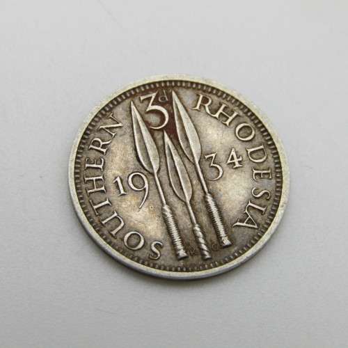 Southern Rhodesia 1934 3d tickey