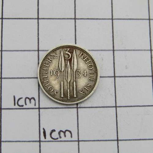 Southern Rhodesia 1934 3d tickey