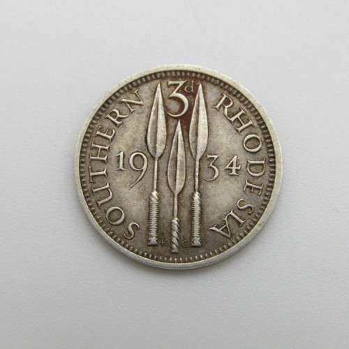Southern Rhodesia 1934 3d tickey