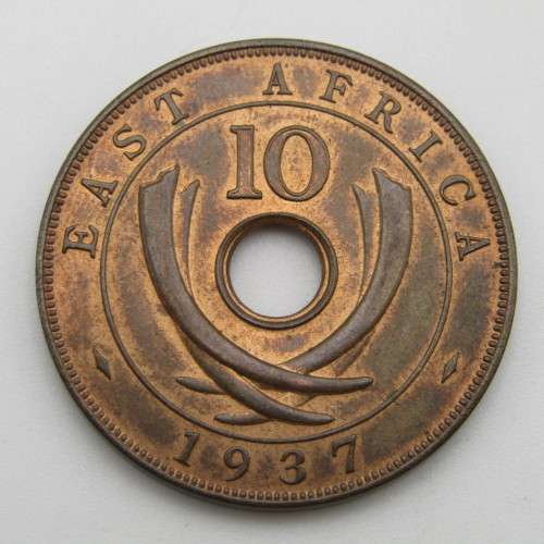 East Africa 1937 Copper 10 cent UNC