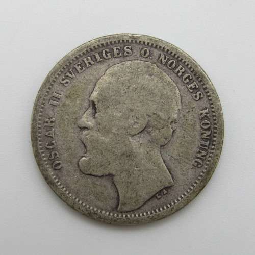 Sweden 1875 silver 1 krona well used